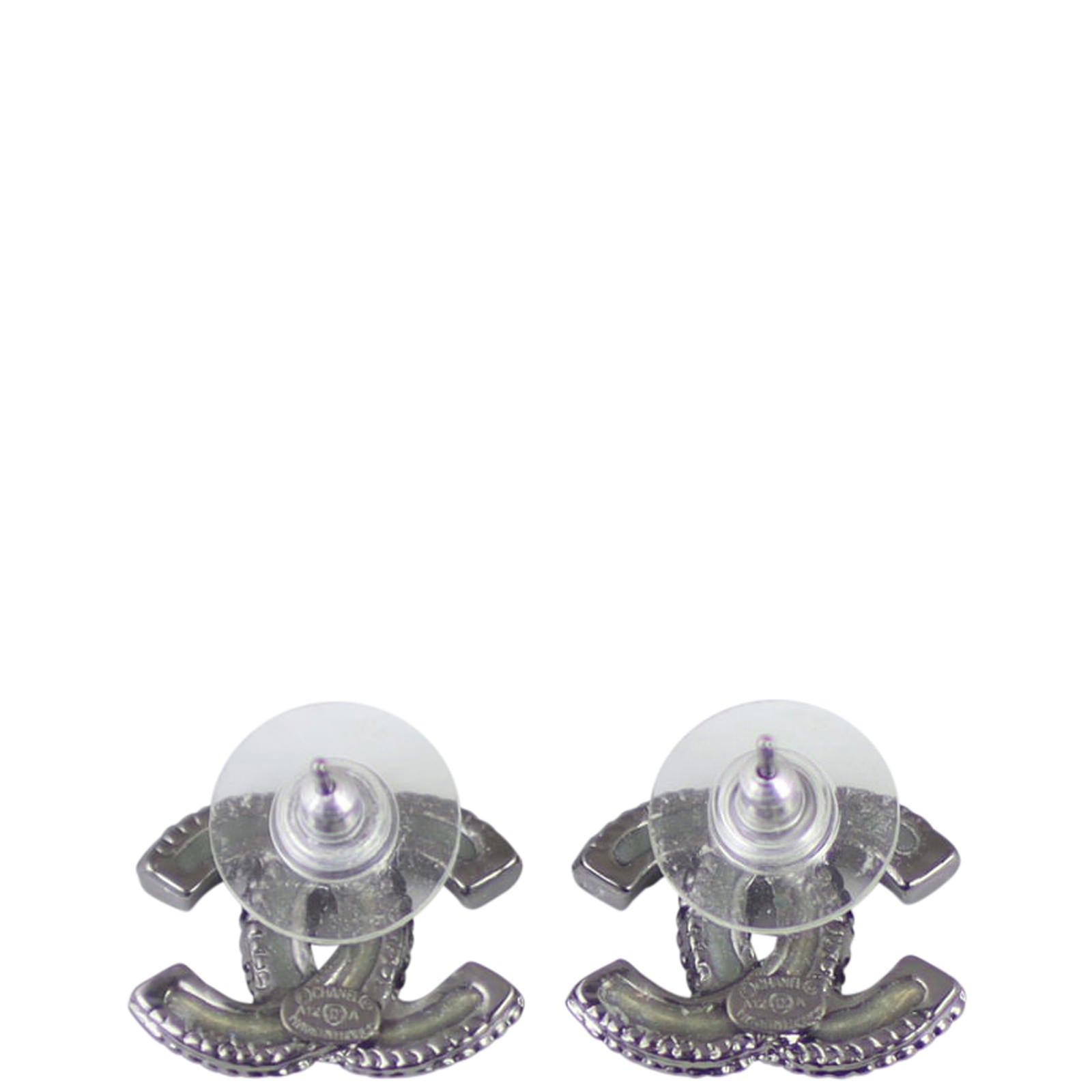 Chanel Resin CC Stud Earrings Back