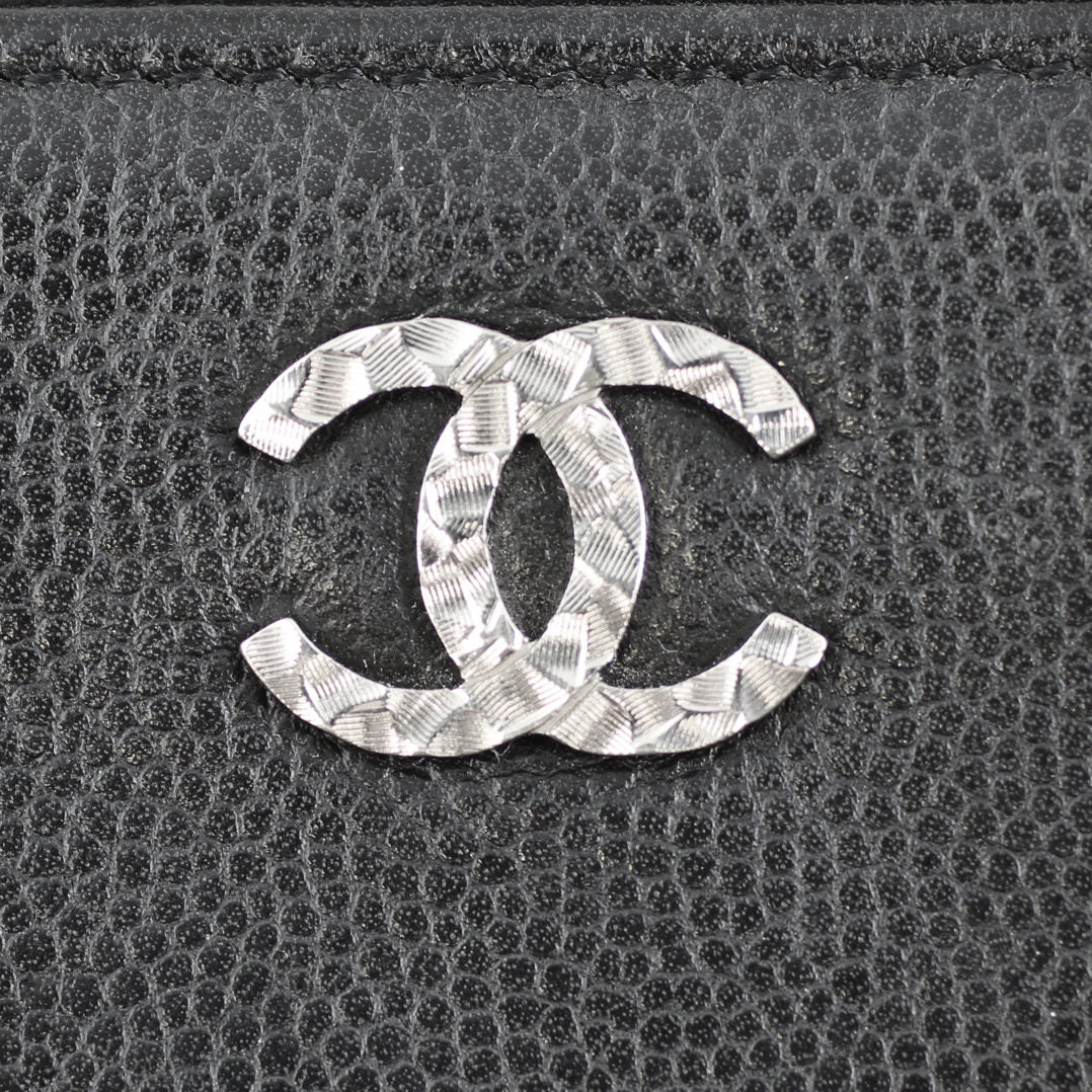 Chanel Sevruga Top Zip Wallet Logo