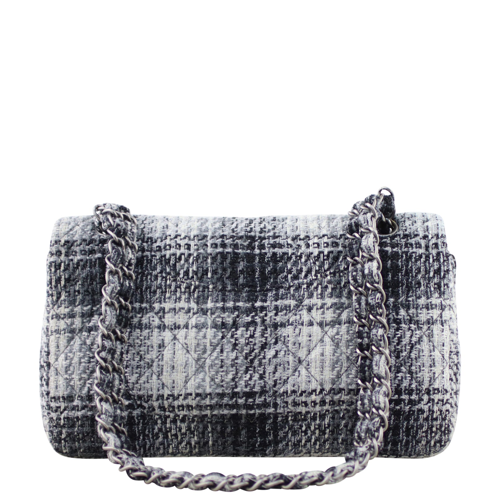 Chanel Tweed Double Flap Medium Back