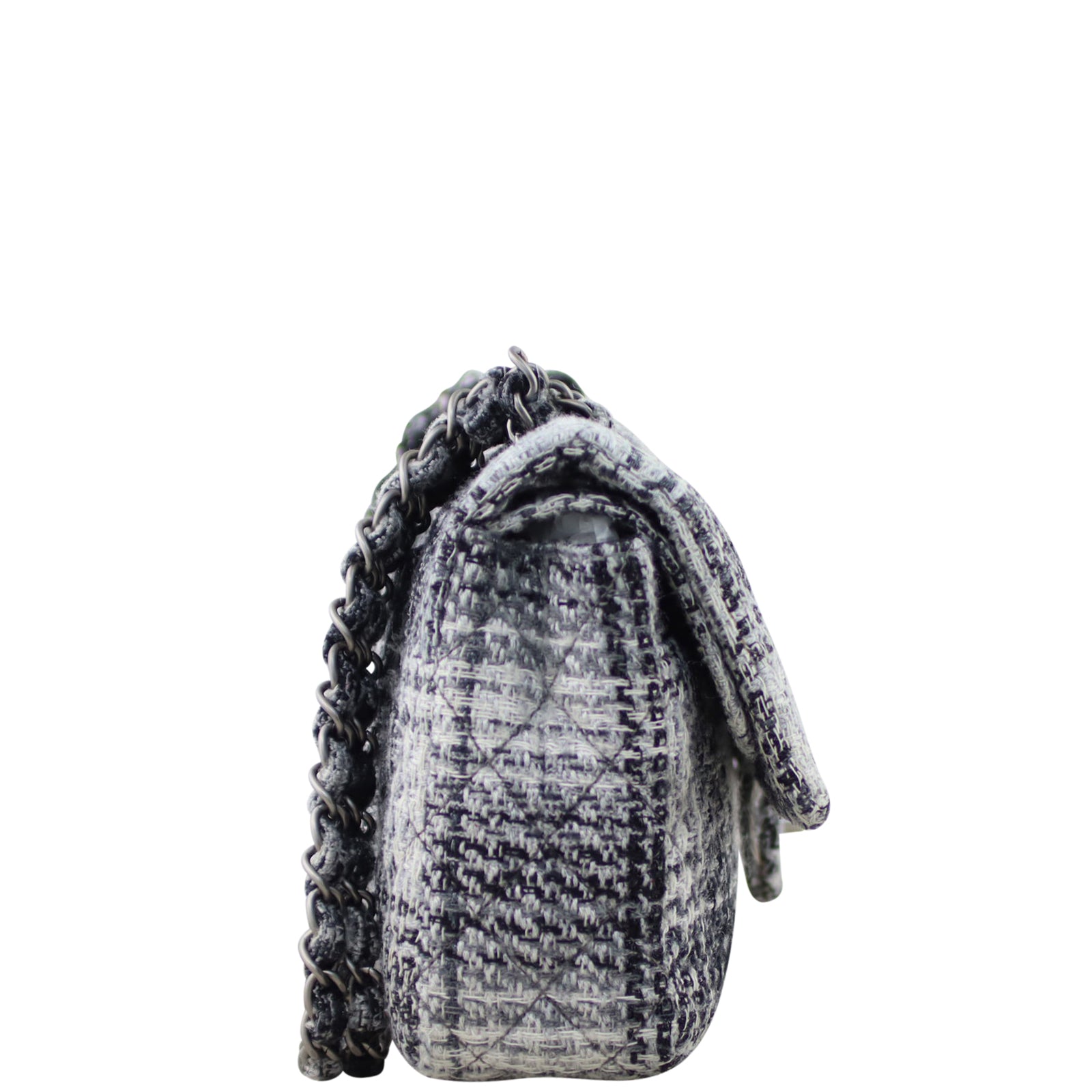 Chanel Tweed Double Flap Medium Side