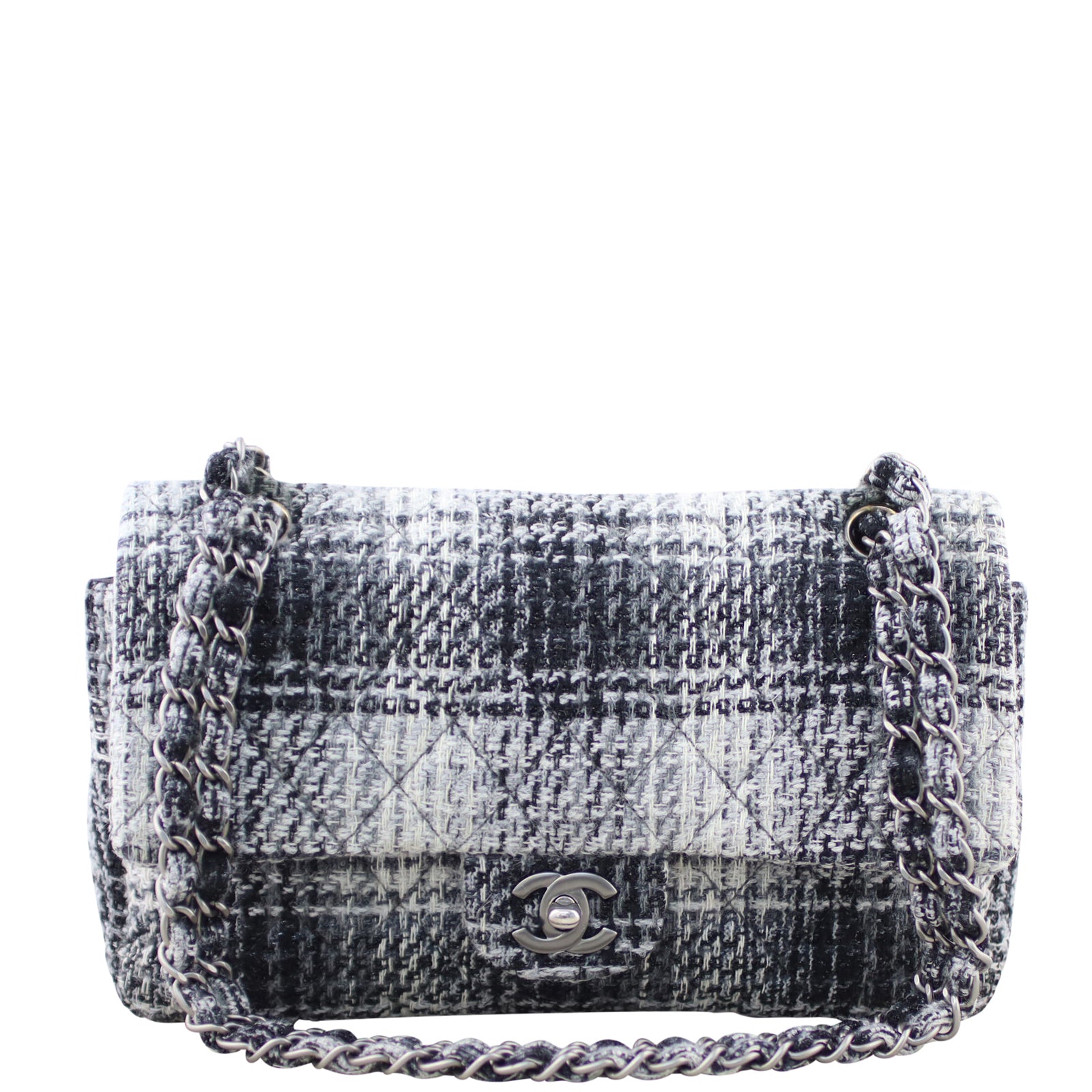 Chanel Tweed Double Flap Medium Front