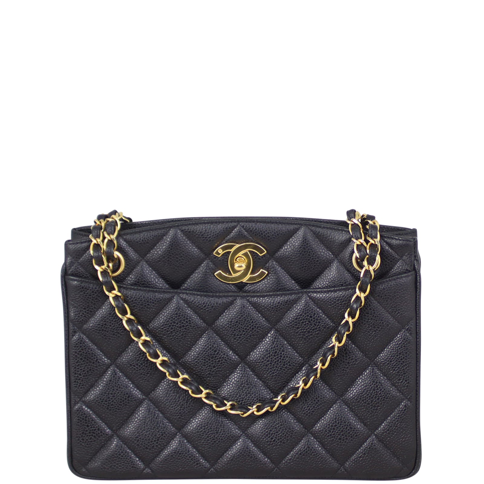 Chanel Vintage CC Lock Pocket Chain Tote Front