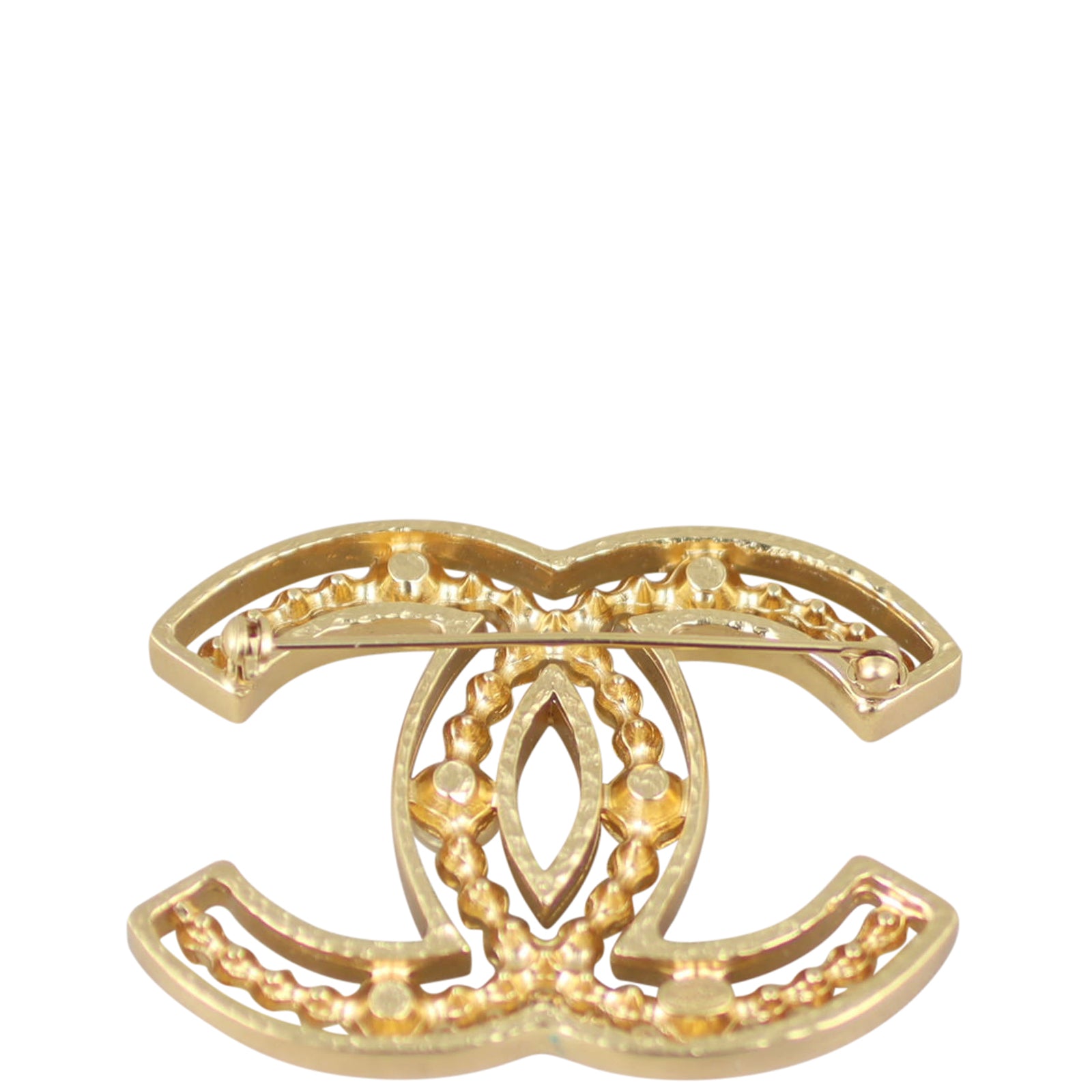 Chanel Vintage CC Pearl Brooch Back