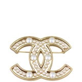 Chanel Vintage CC Pearl Brooch Front