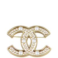 Chanel Vintage CC Pearl Brooch Front