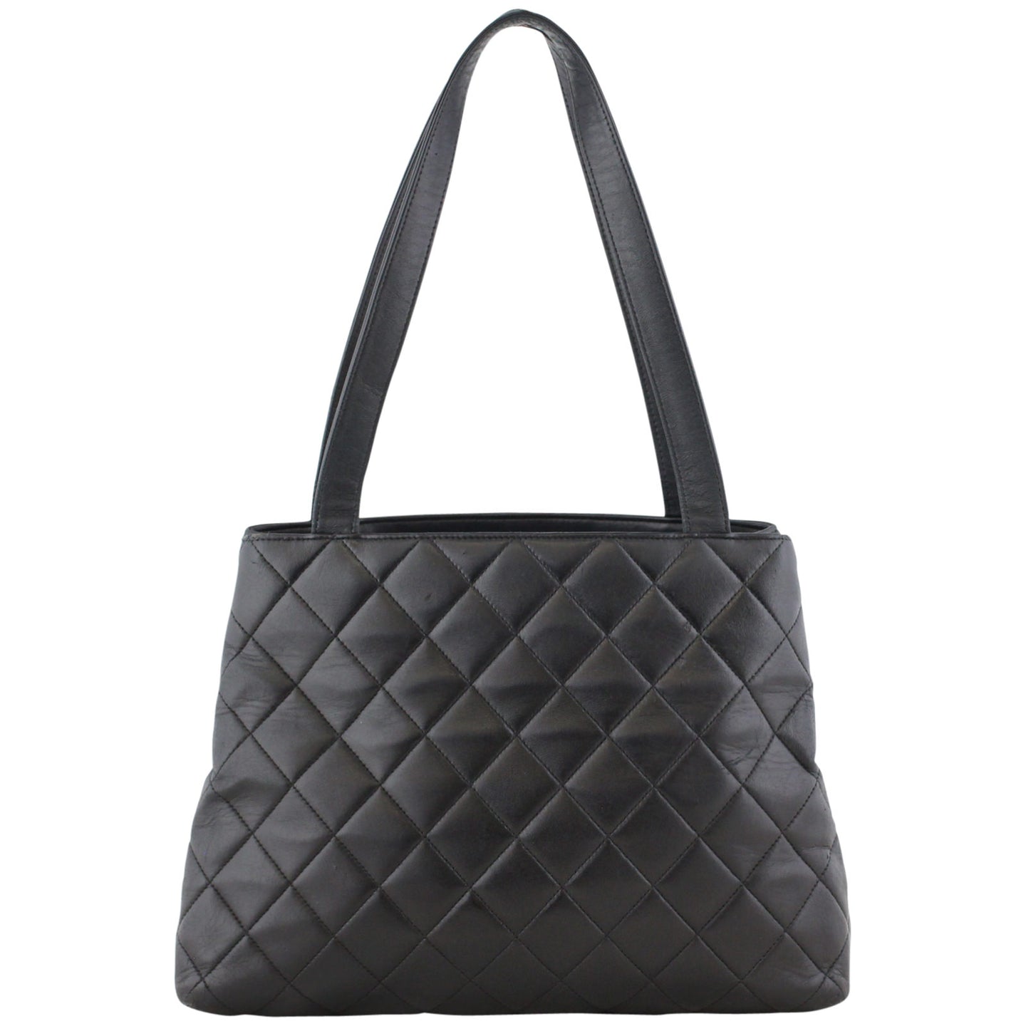 Chanel Vintage CC Quilted Shopper Tote Back