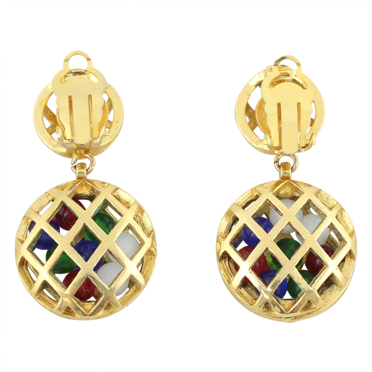 Chanel Vintage Cage Gripoix Drop Clip on Earrings Back