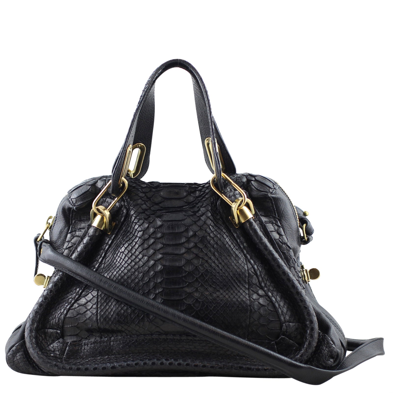 Chloé Paraty Python Medium Bag front strap