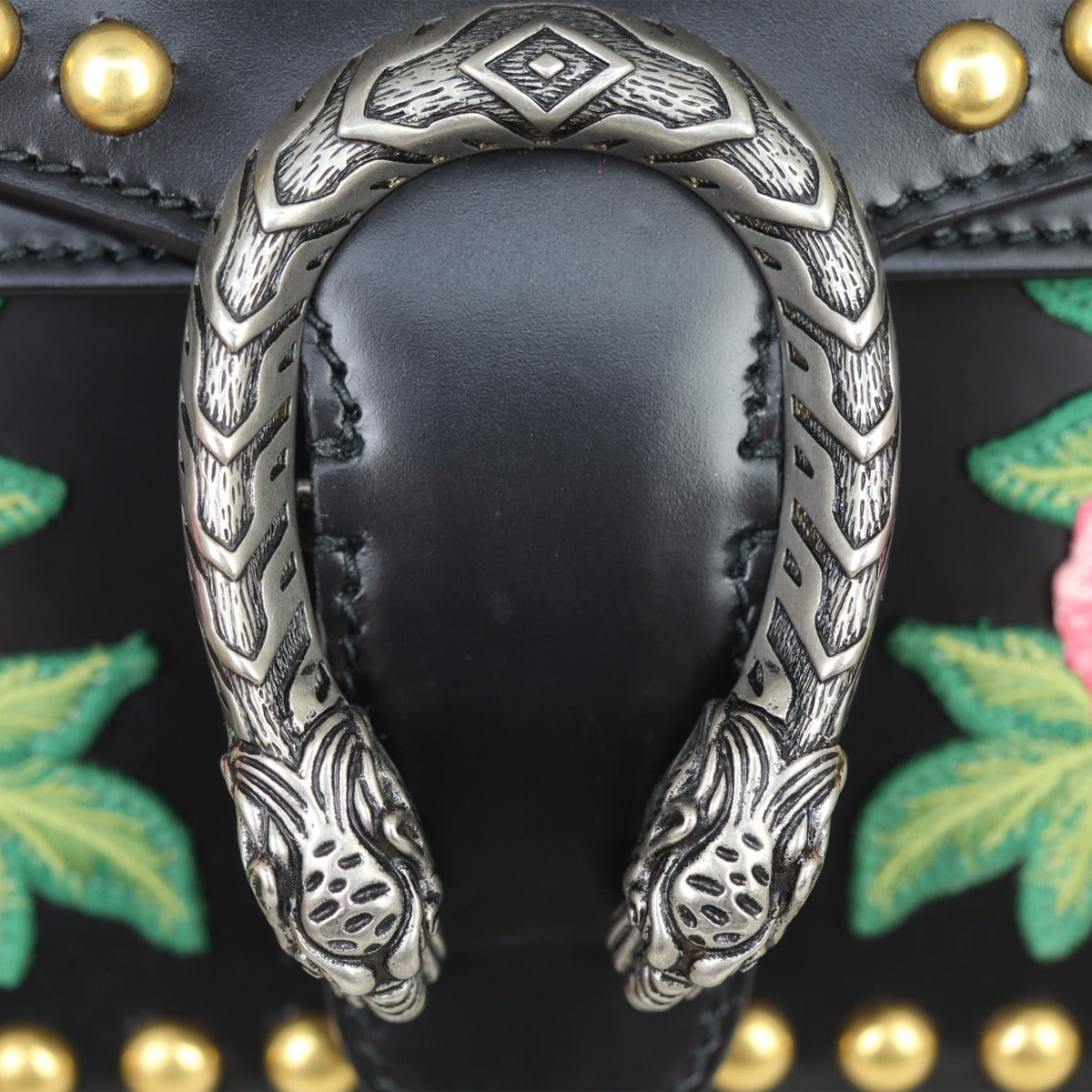 Gucci Floral Embroidered Studded Dionysus Small Shoulder Bag Hardware
