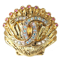 Chanel CC Shell Earrings Close up Missing Gems