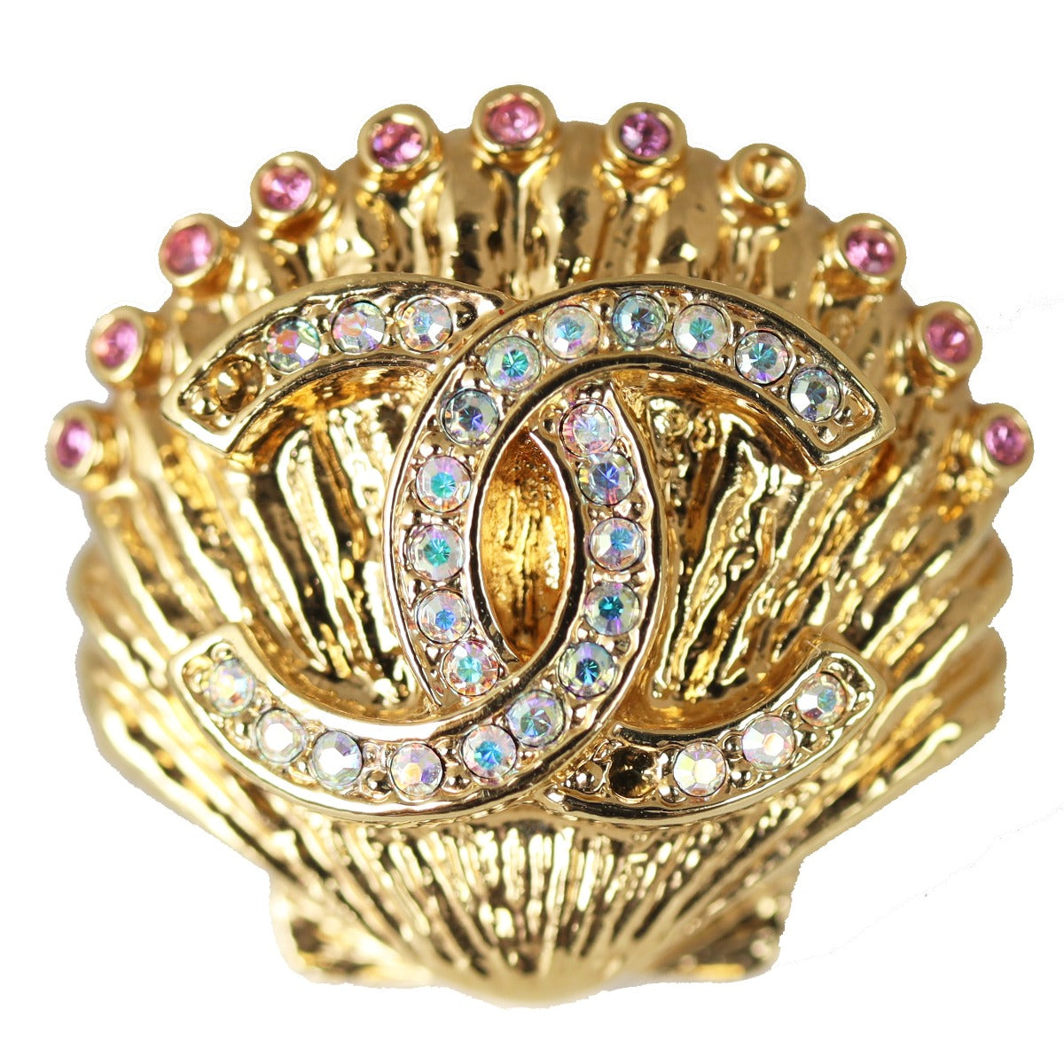 Chanel CC Shell Earrings Close up Missing Gems