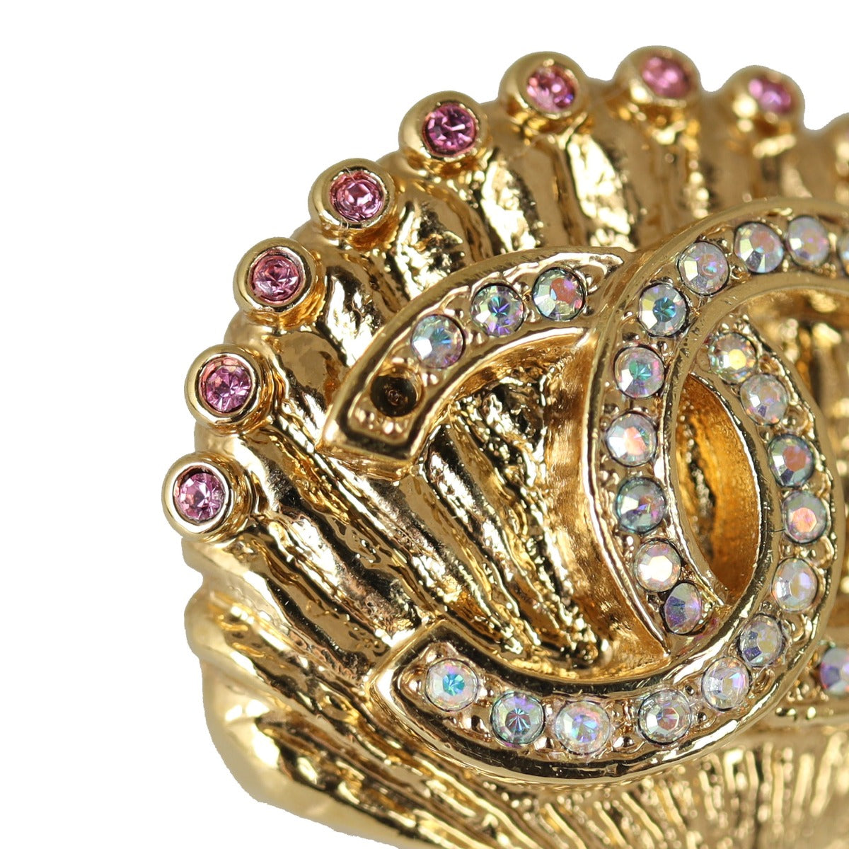 Chanel CC Shell Earrings Close up Missing Gems
