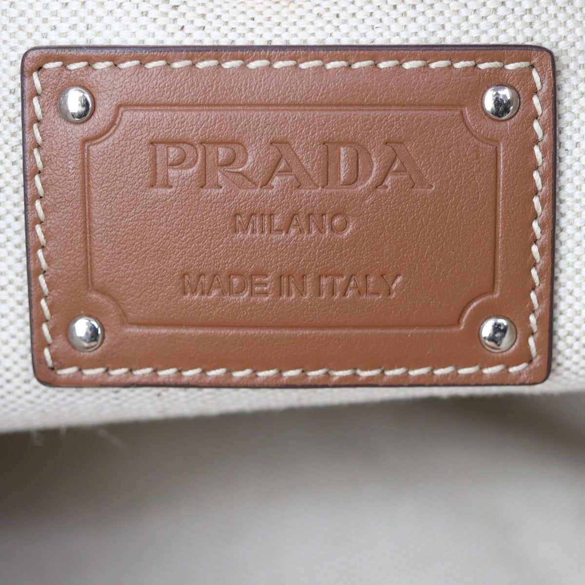 Prada Linen Logo Tote Stamp
