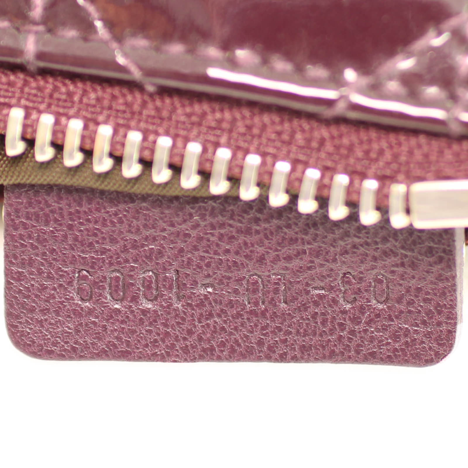 Dior Patent Cannage Lady Dior Clutch Serial Tag