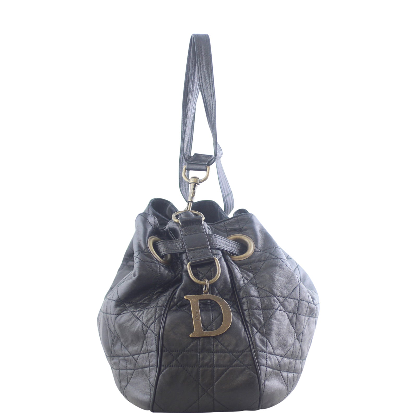 Dior Cannage Drawstring Tote Bag Right