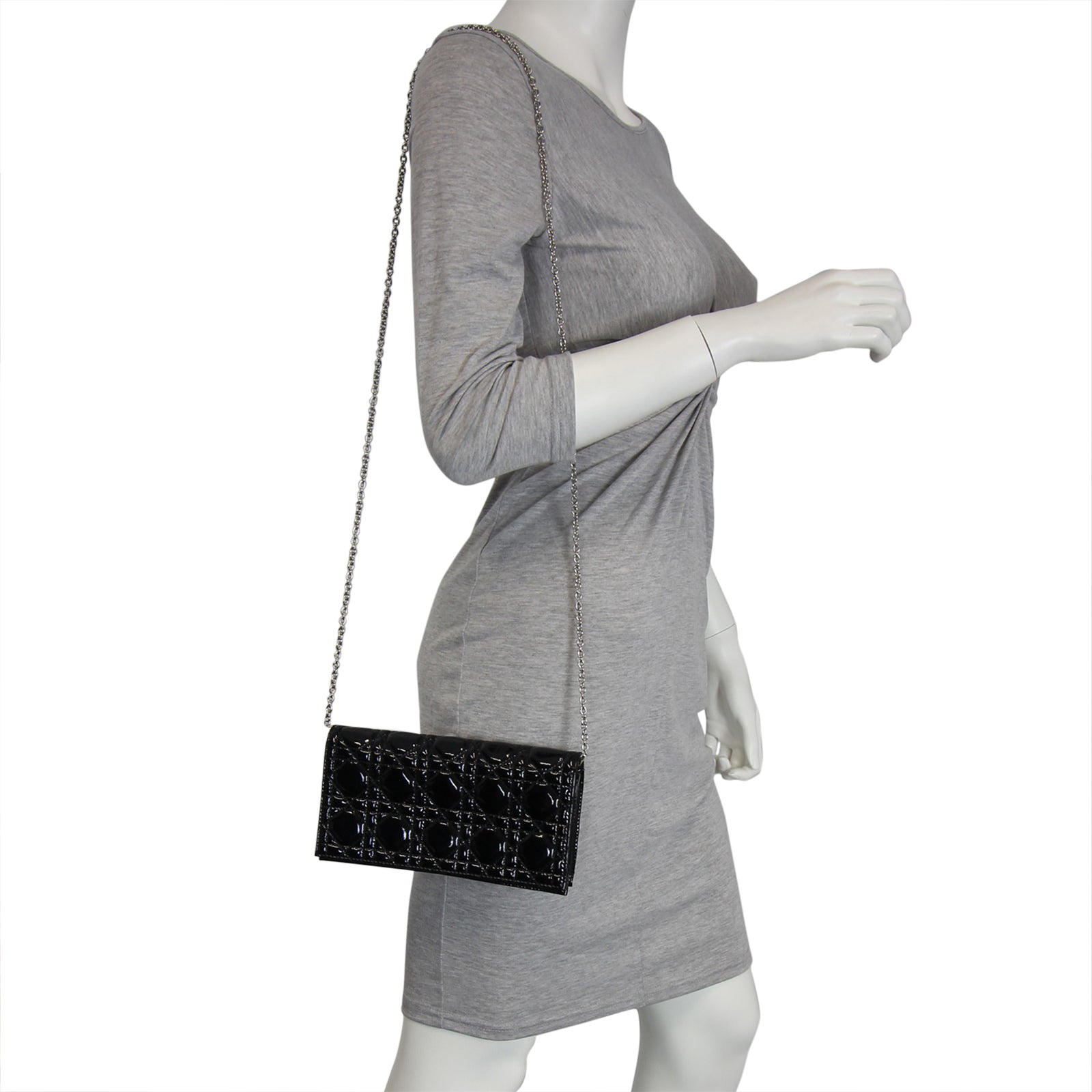 Dior Patent Cannage Clutch Bag Mannequin