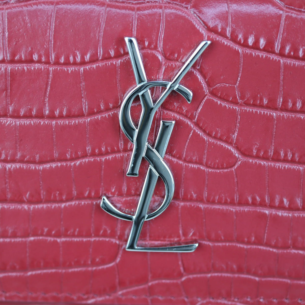 Saint Laurent Sunset Mini Croc-Embossed Hardware
