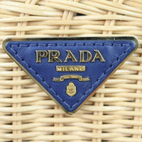 Prada Wicker and Striped Canvas Tote Hardware
