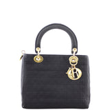 Dior Lady Dior Cannage Quilted Canvas Bag front