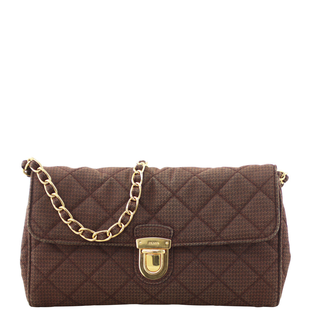 Prada Quilted Chain Crossbody Bag front strap