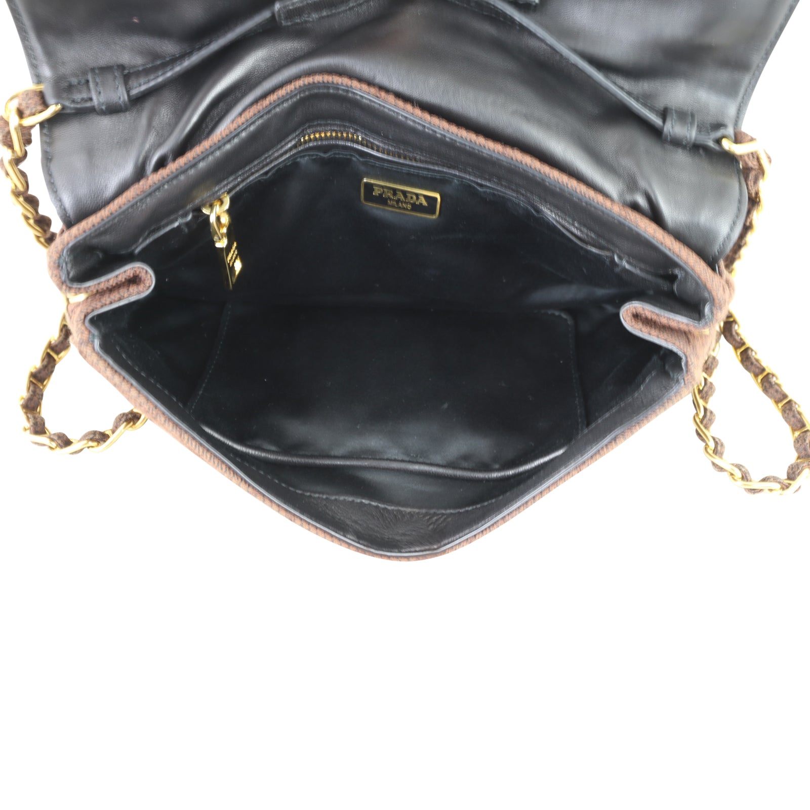 Prada Quilted Chain Crossbody Bag Whole interior