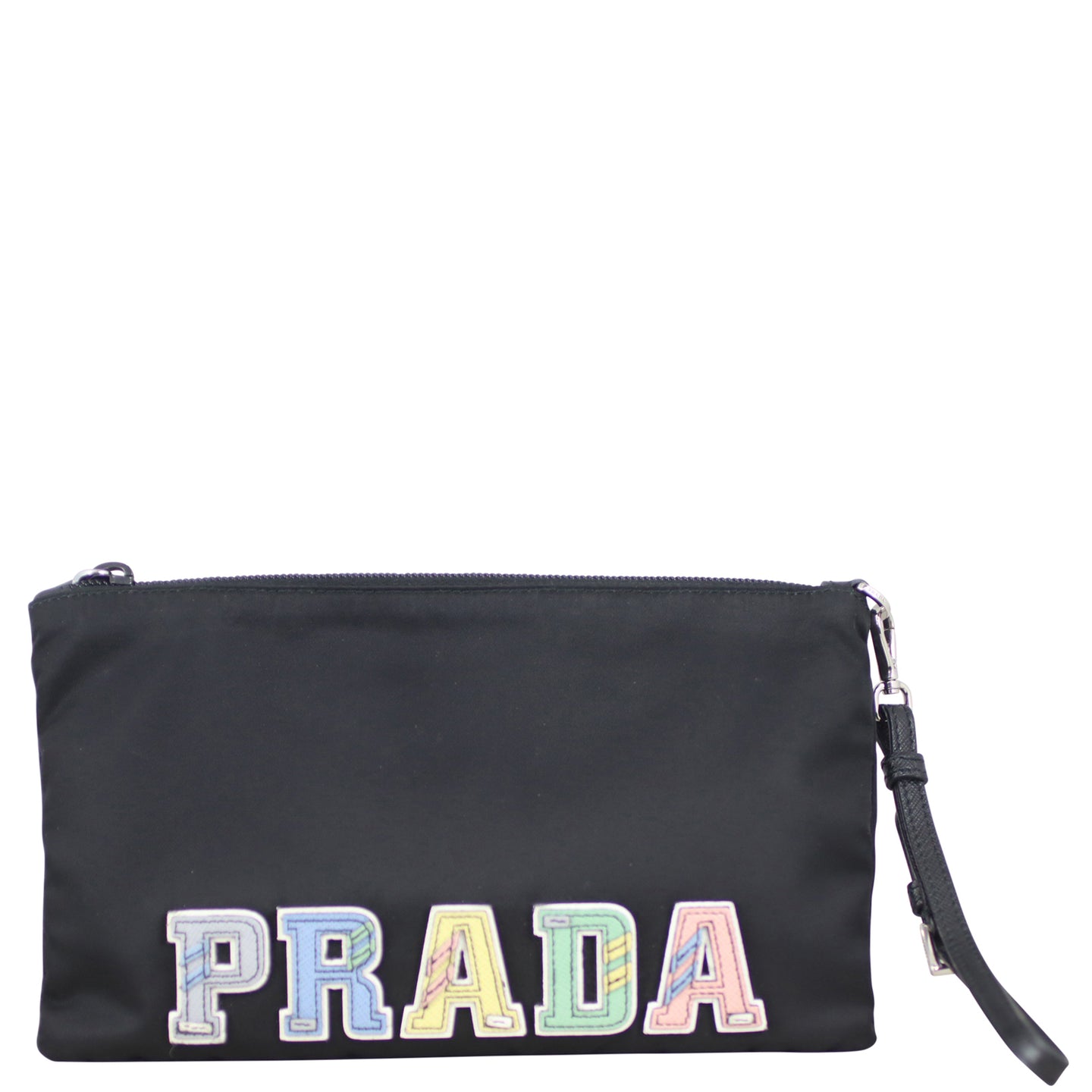 Prada Nylon Nero Letter Wristlet front