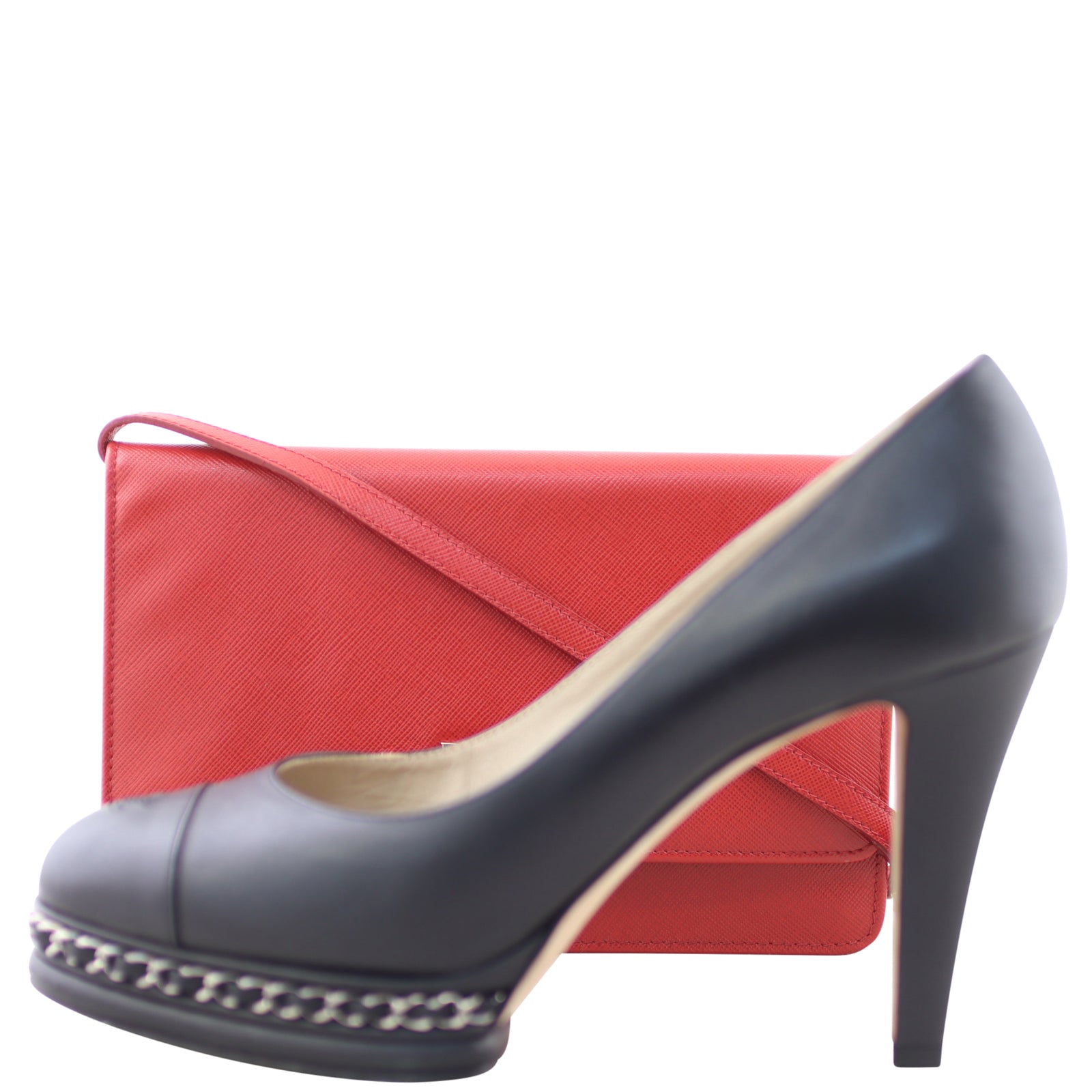 Prada Saffiano Wallet on Strap Shoe