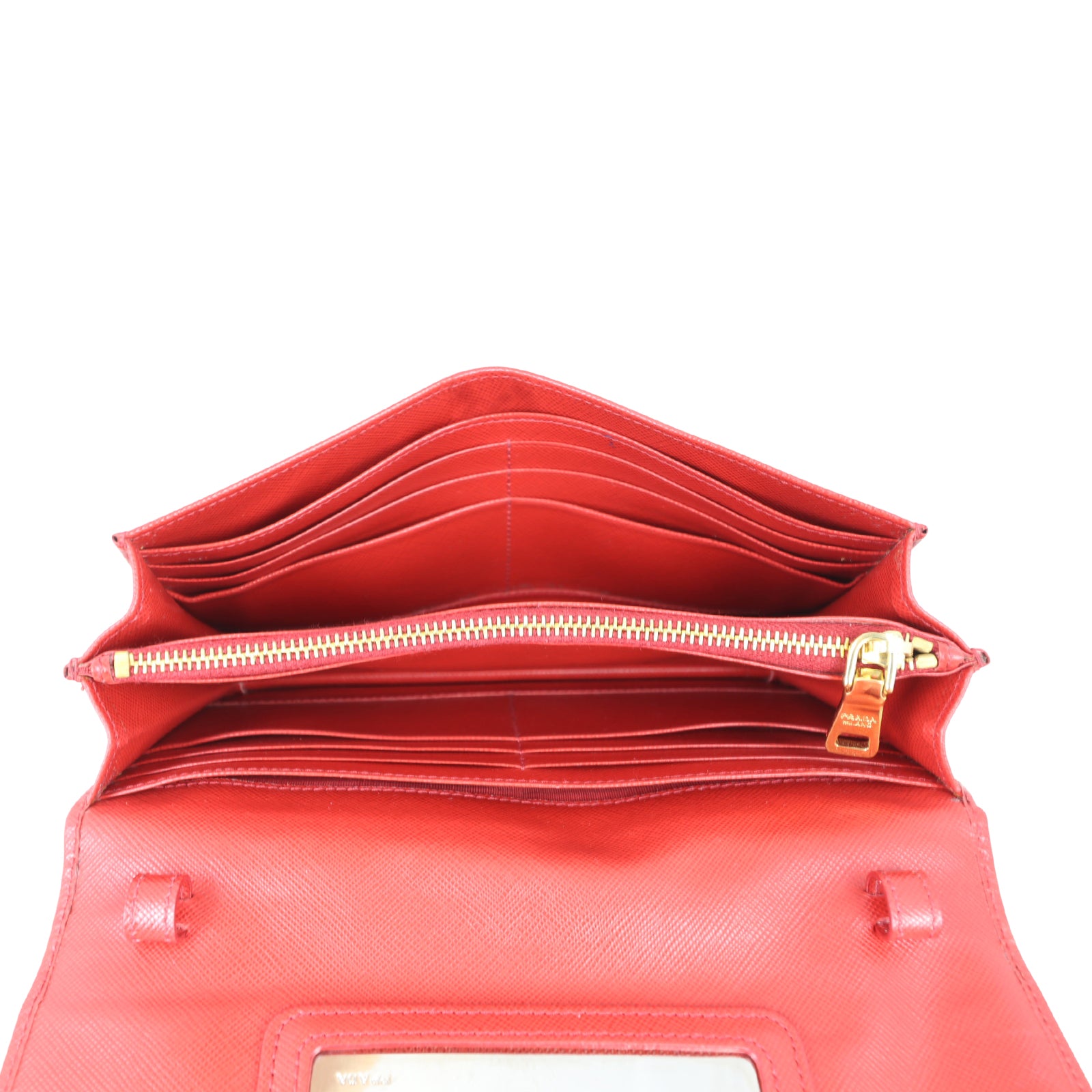Prada Saffiano Wallet on Strap Whole interior