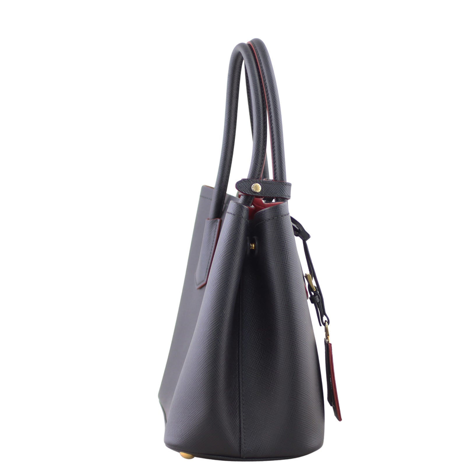 Prada Saffiano Cuir Double Tote Small Side