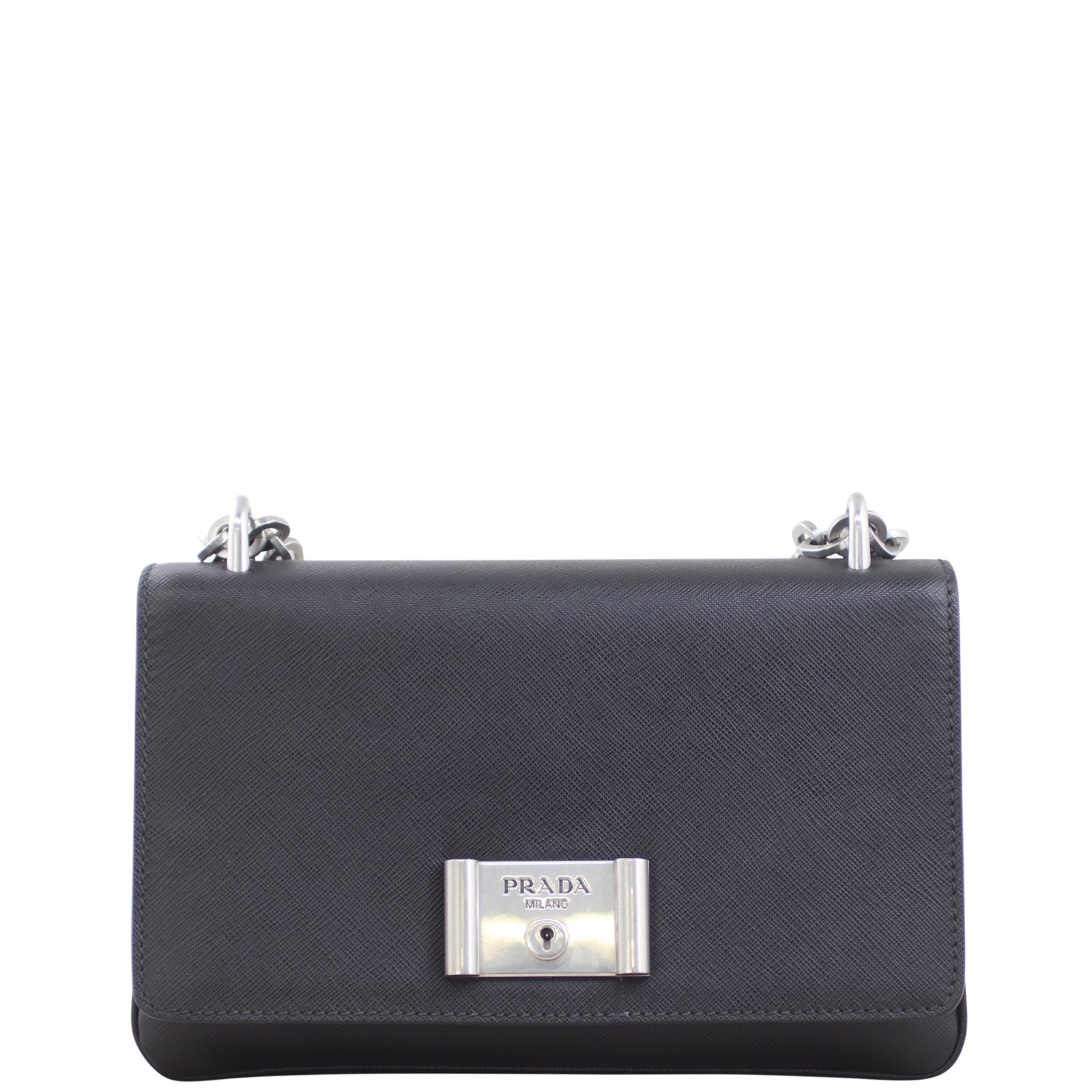 Prada Saffiano Lock Crossbody Front