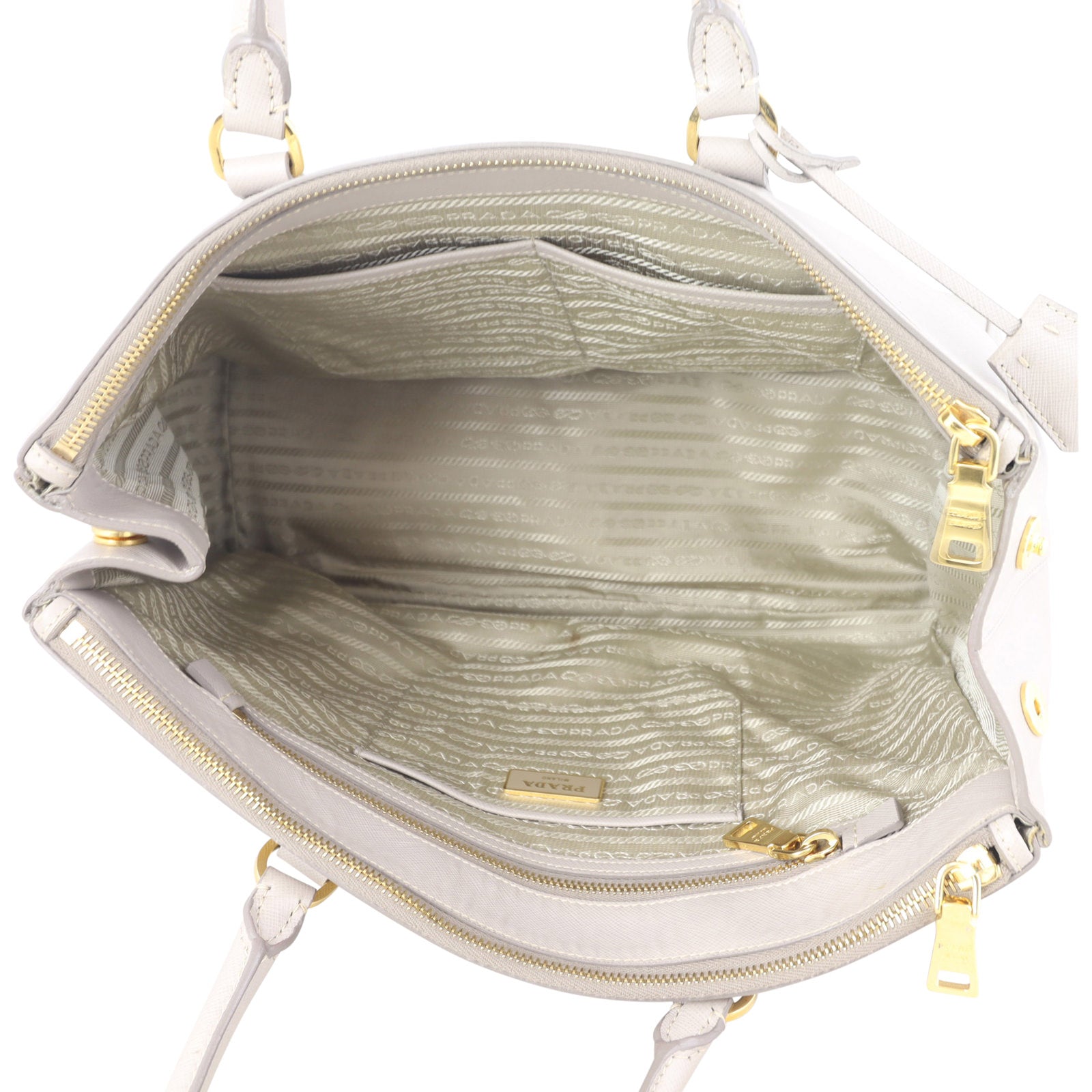 Prada Saffiano Lux Galleria Double Zip Tote Medium Interior
