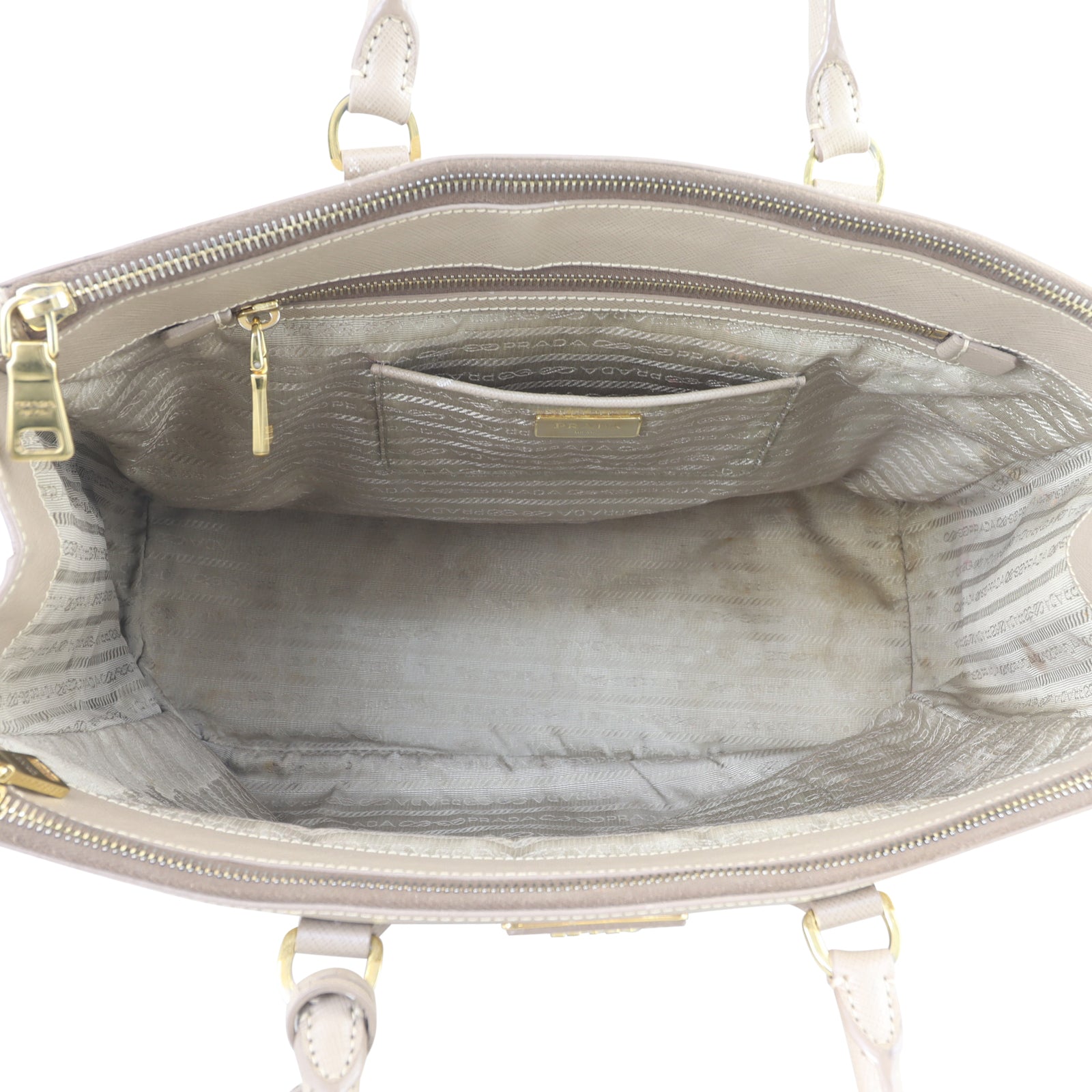 Prada Saffiano Lux Galleria Double Zip Tote Medium Whole interior