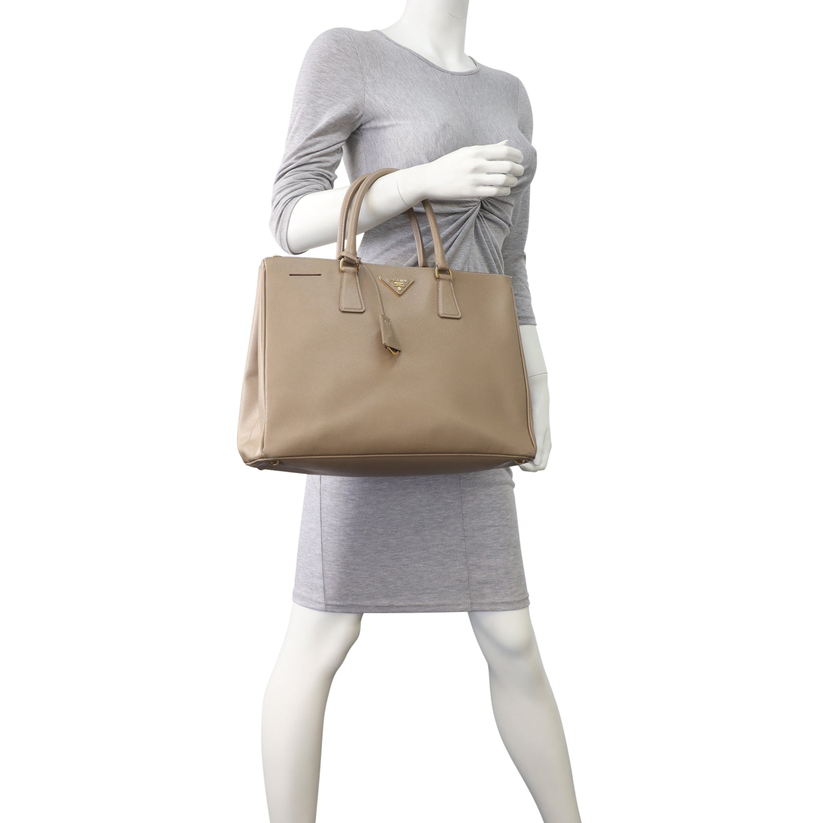 Prada Saffiano Lux Galleria Double Zip Tote Medium Mannequin