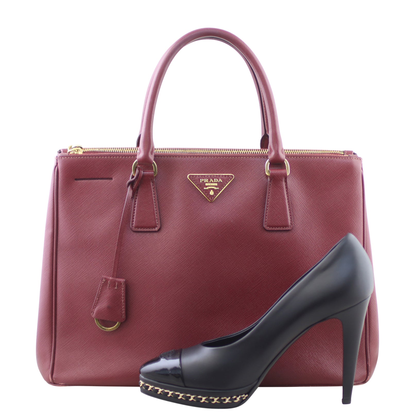 Prada Saffiano Lux Galleria Double Zip Tote Shoe
