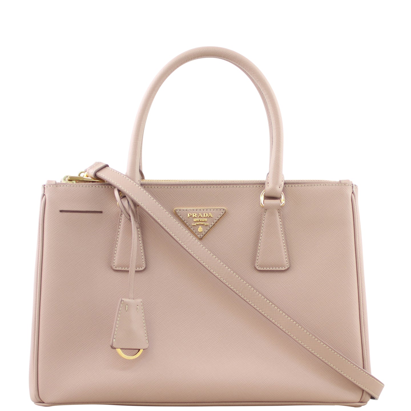 Prada Saffiano Lux Galleria Double Zip Tote Small Front