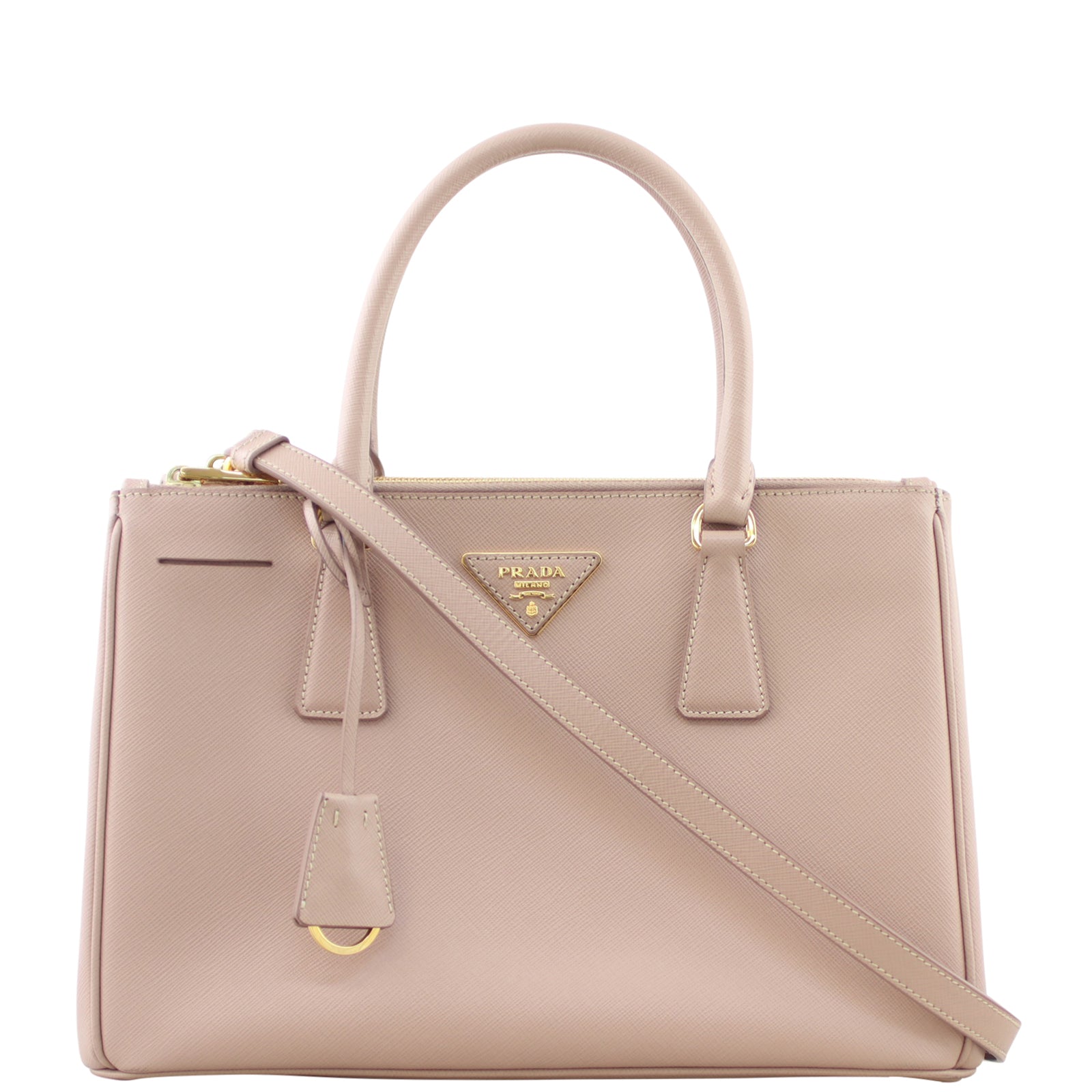 Prada Saffiano Lux Galleria Double Zip Tote Small Front