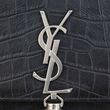 Saint Laurent Kate Tassel Chain Bag Medium Croc-Embossed Hardware
