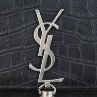 Saint Laurent Kate Tassel Chain Bag Medium Croc-Embossed Hardware
