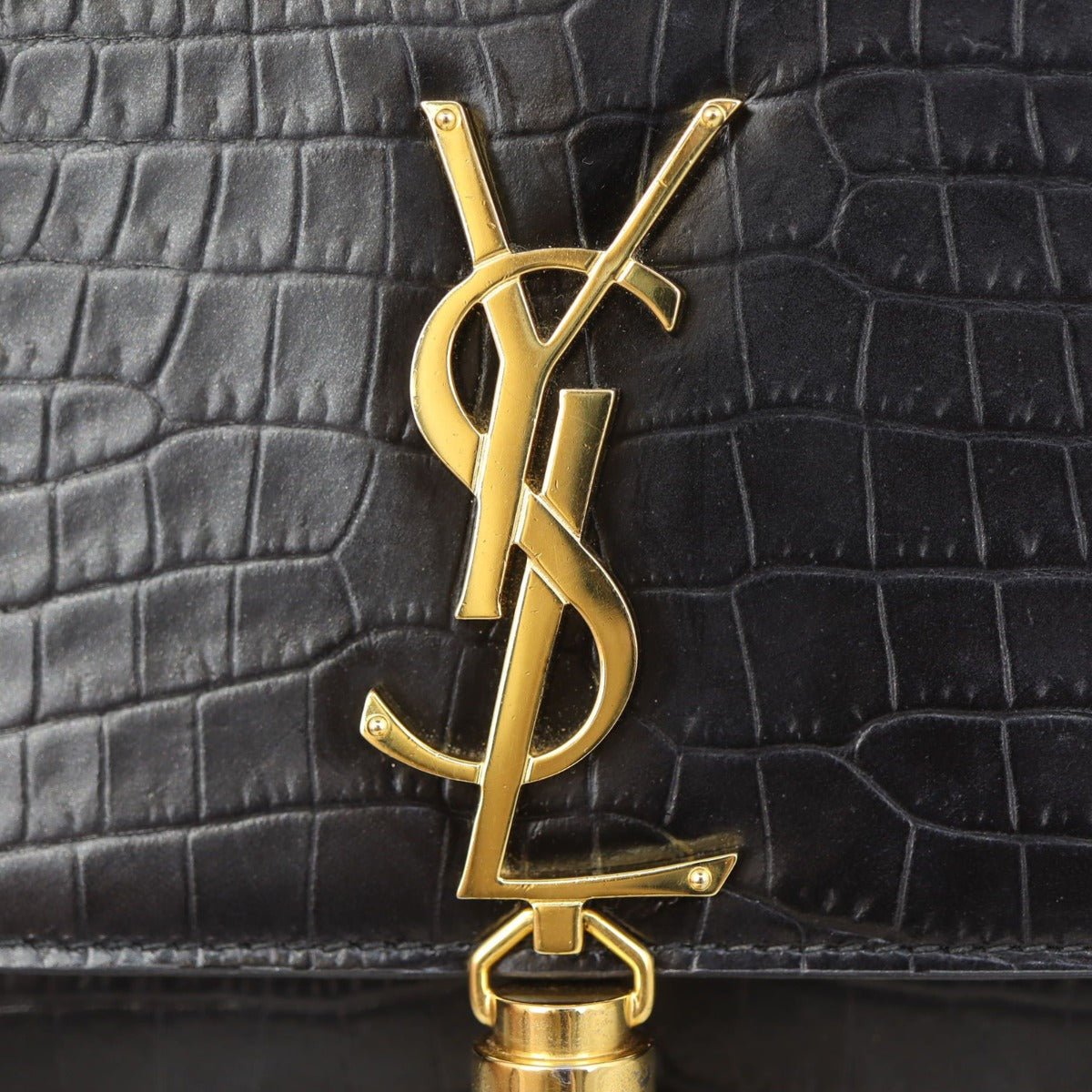 Saint Laurent Kate Tassel Chain Bag Medium Croc-Embossed Hardware
