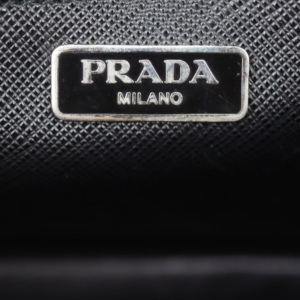Prada Saffiano Lux Sound Crystal Studded Crossbody Stamp