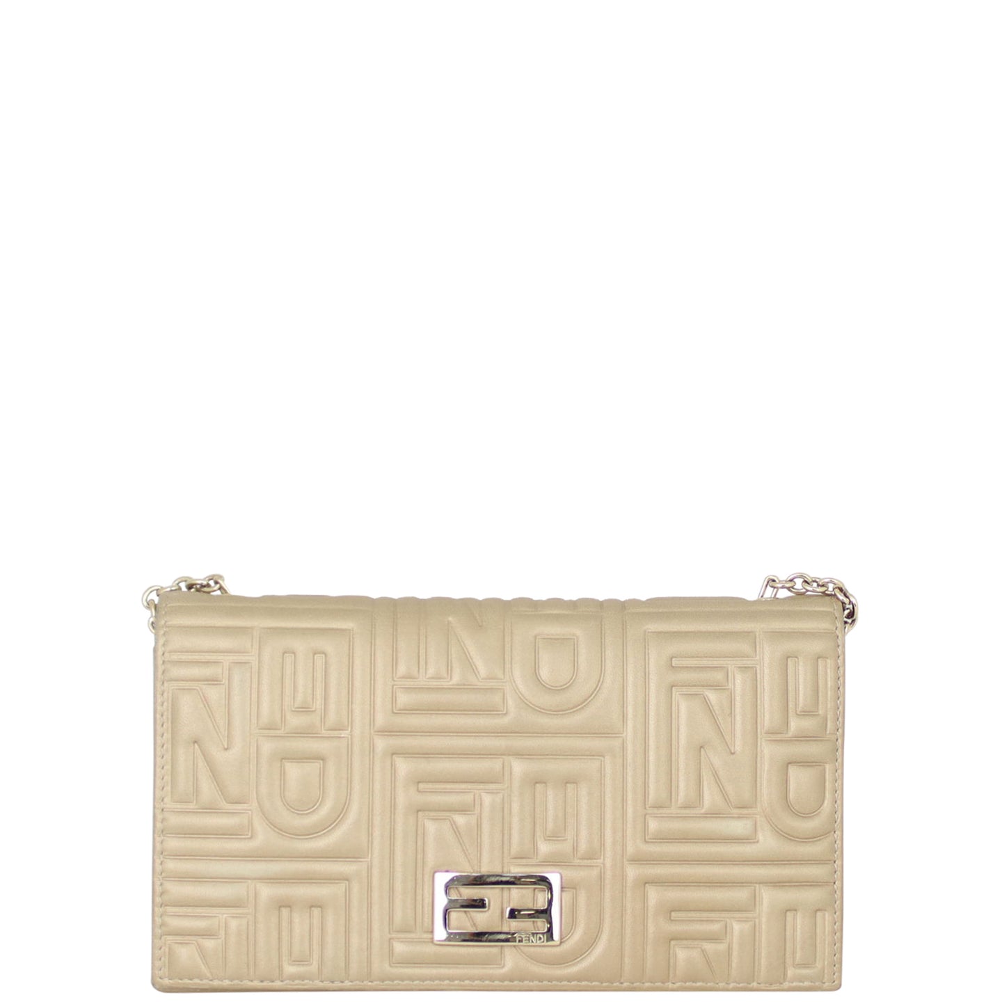 Fendi Embossed Leather Wallet on Chain Front