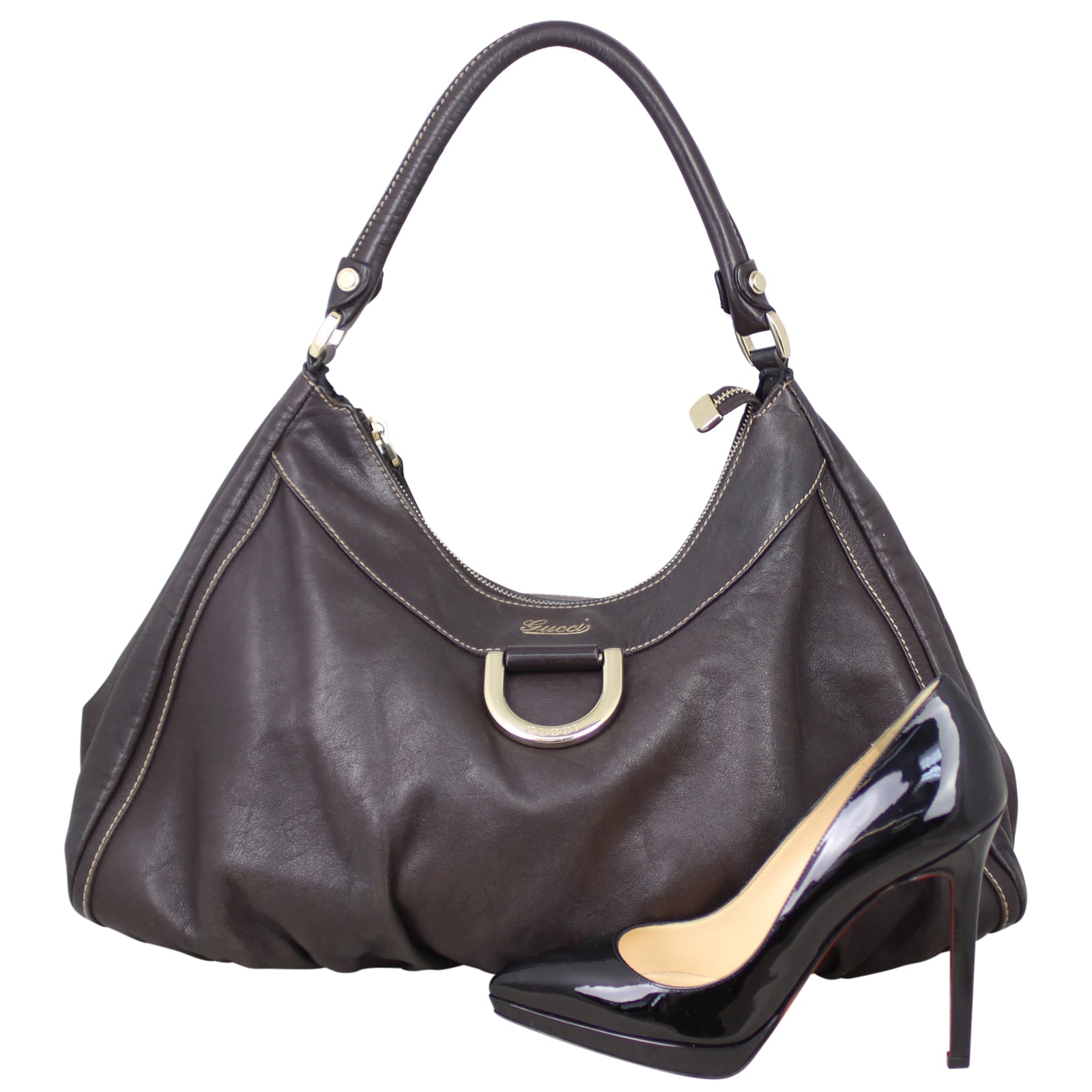 Gucci Abbey D-Ring Leather Hobo Shoe