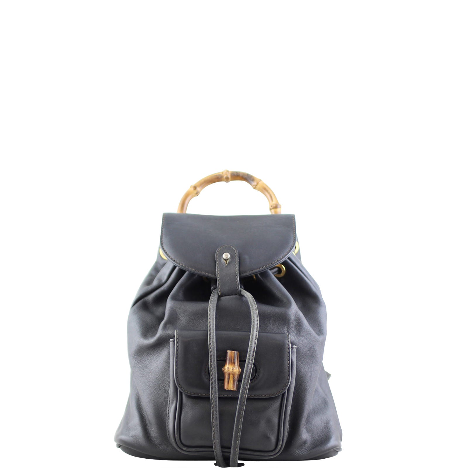 Gucci Bamboo Leather Backpack Front