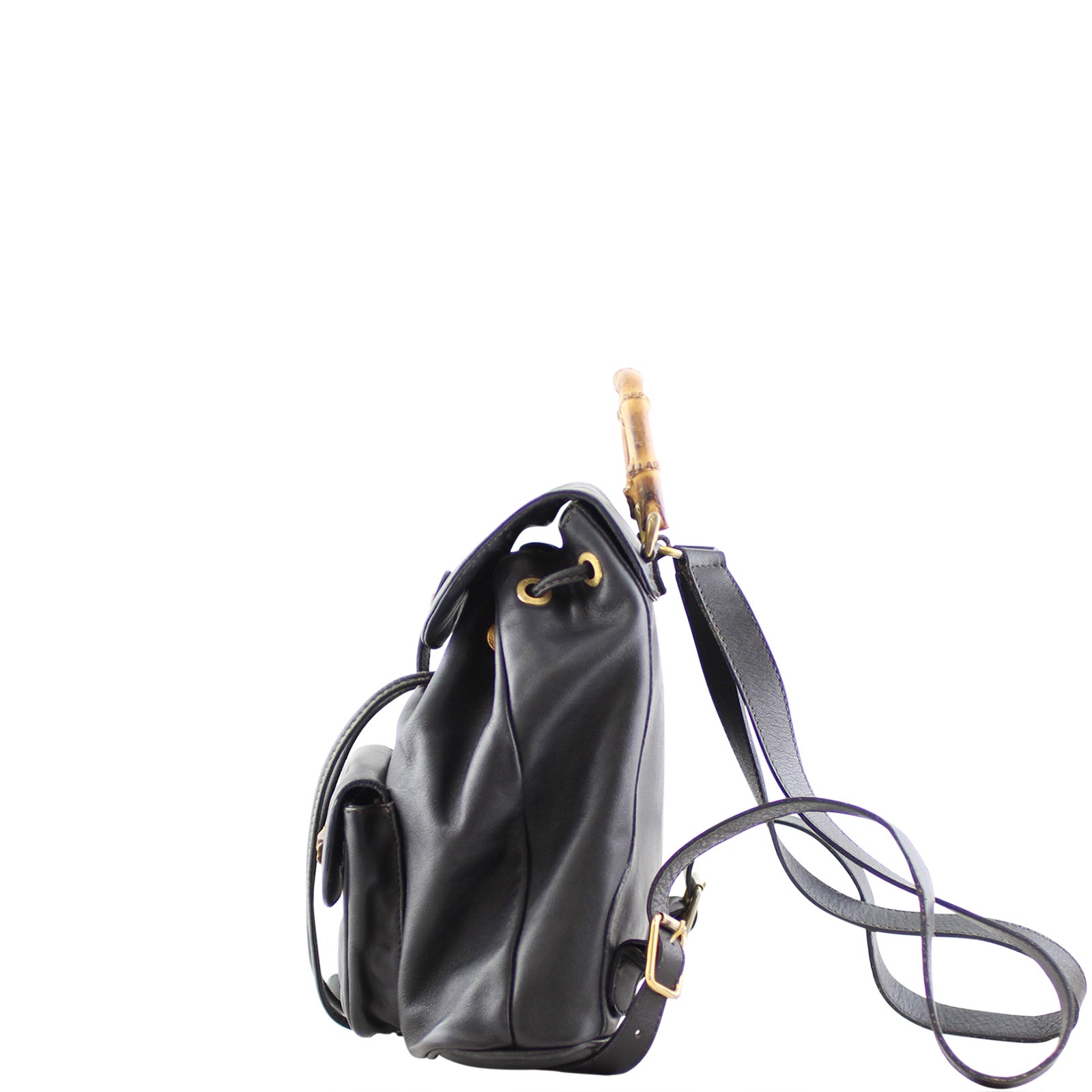 Gucci Bamboo Leather Backpack Left