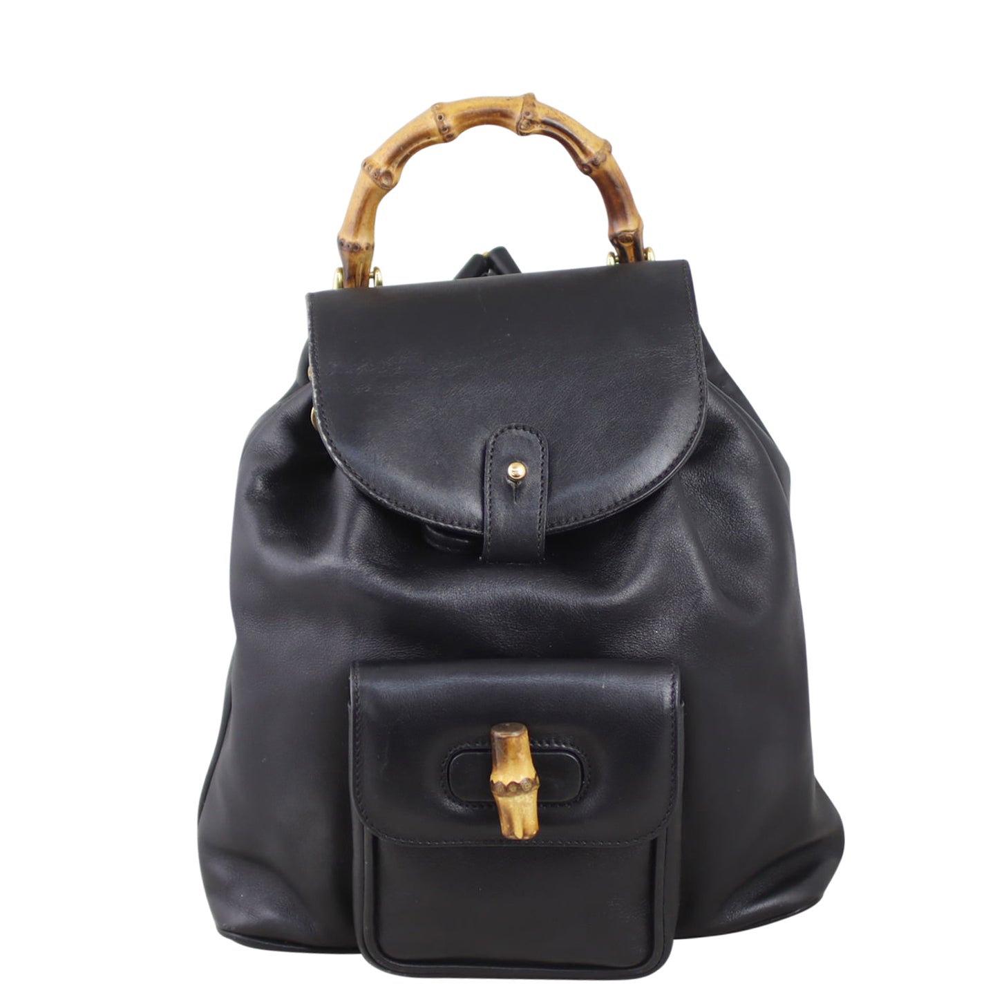 Gucci Bamboo Leather Backpack Front