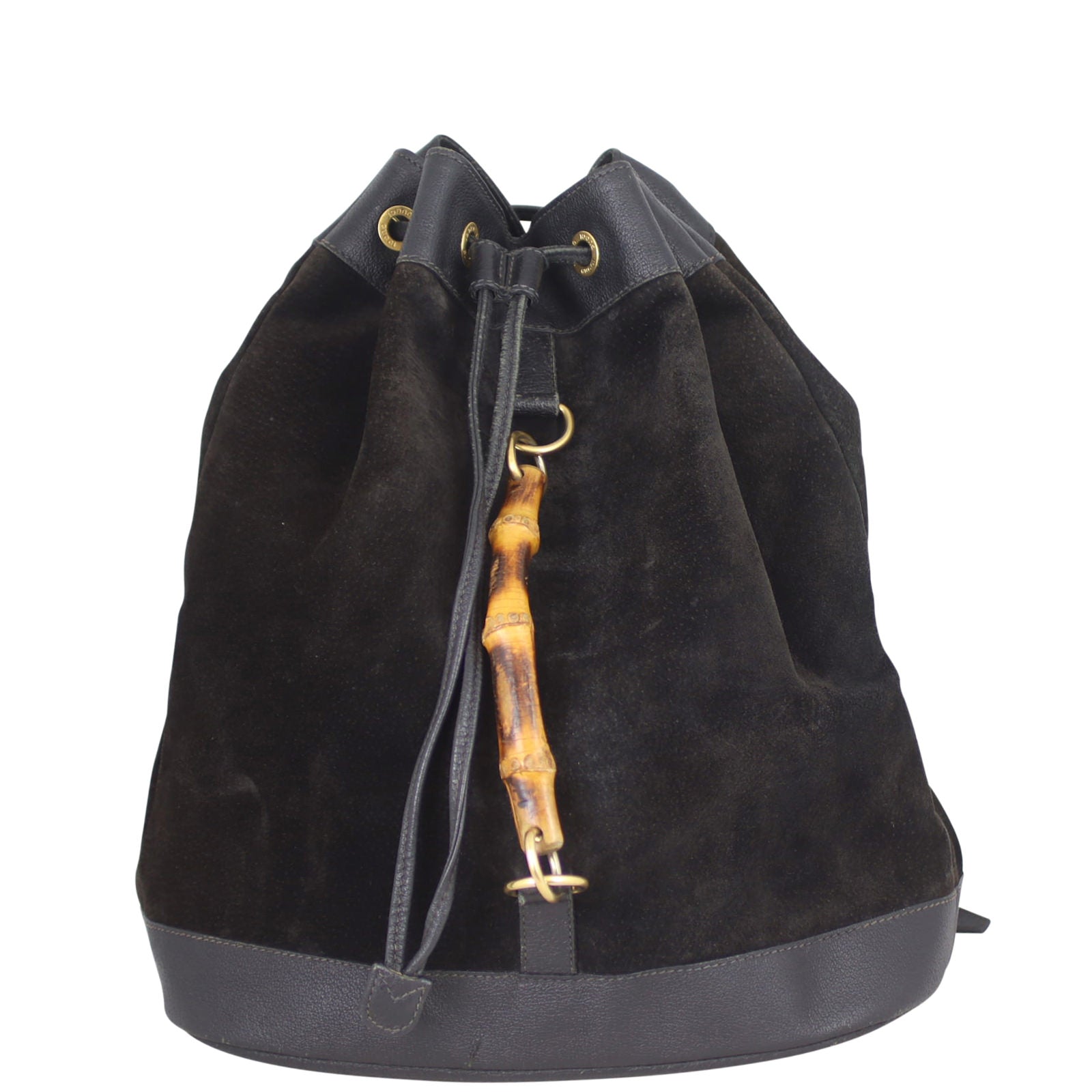 Gucci Bamboo Suede and Leather Backpack Front