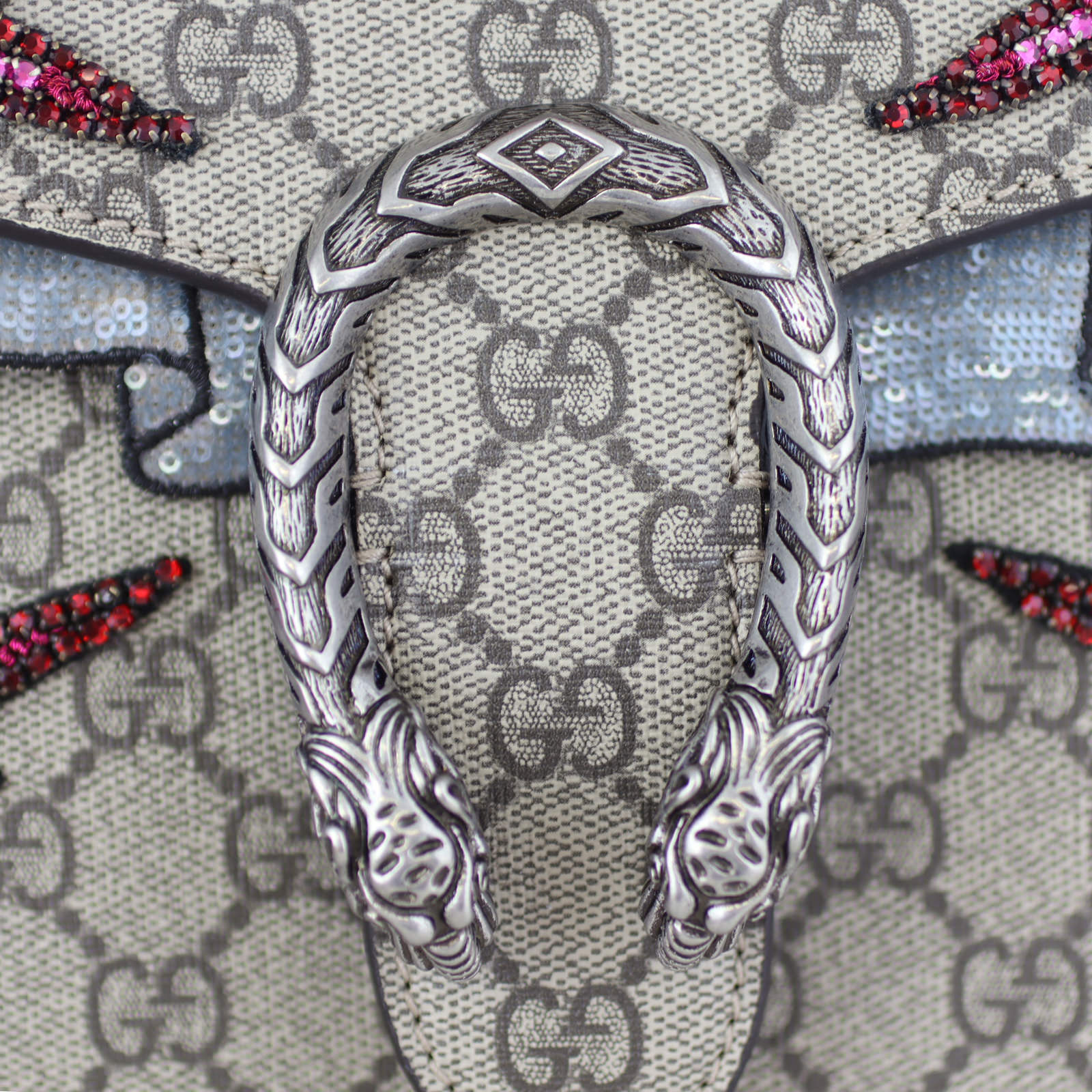 Gucci Dionysus Embellished GG Supreme Shoulder Bag Medium Hardware