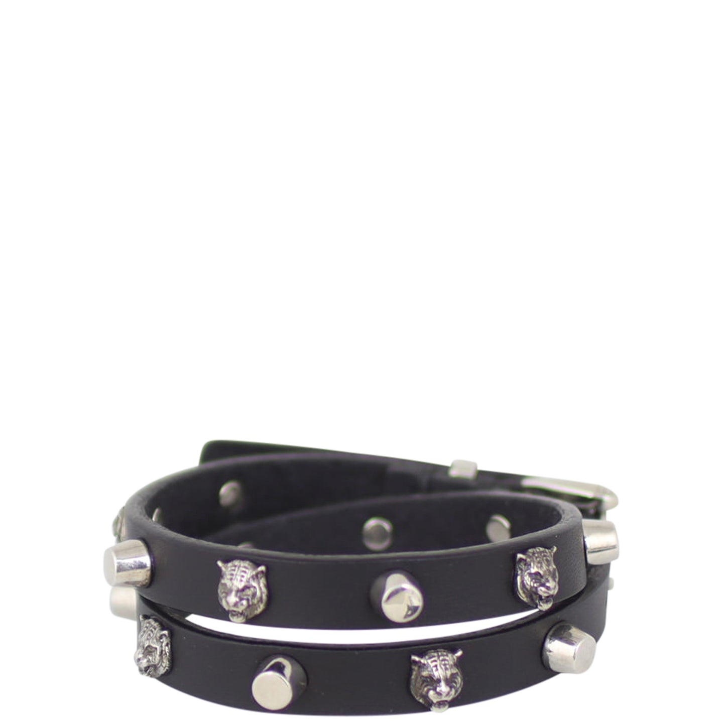 Gucci Feline Studded Leather Bracelet Front
