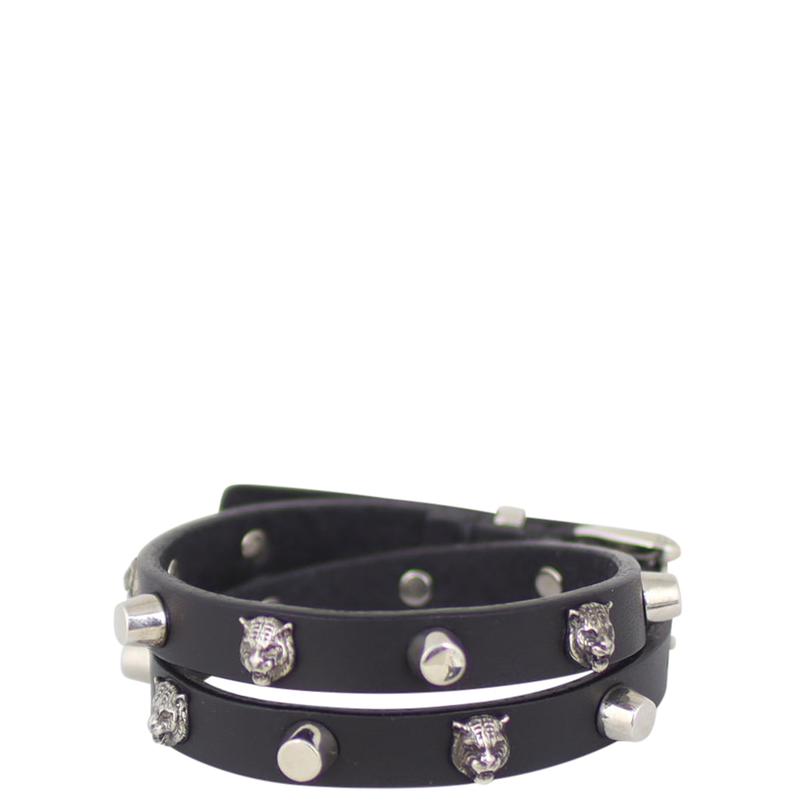 Gucci Feline Studded Leather Bracelet Front
