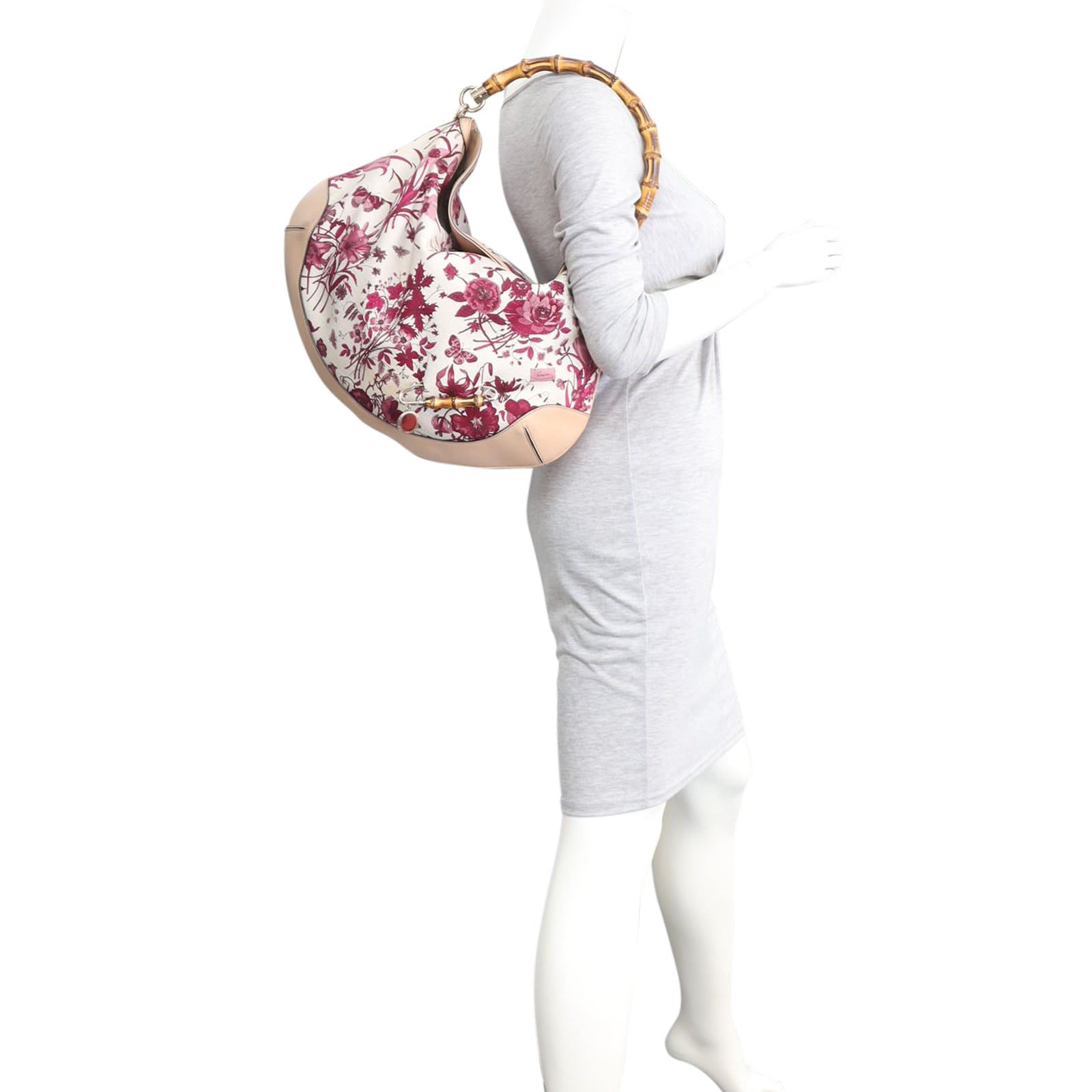 Gucci Flora Canvas Peggy Bamboo Hobo Mannequin